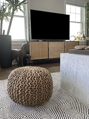 Pouf Ottoman 100% Jute Braided Pouffe (20"x20"x14")
