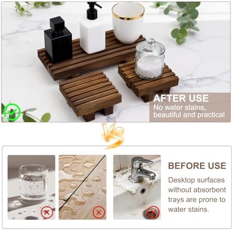 Klunk Wooden Risers, Wood Bathroom Tray & Kitchen Counter Riser, Set of 3