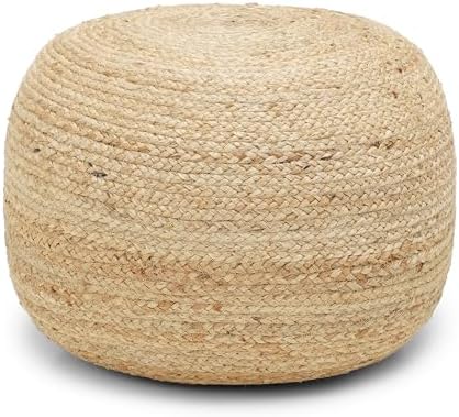 · REDEARTH · Jute Pouf Ottoman - Circular Boho Foot Stool - Jute Natural