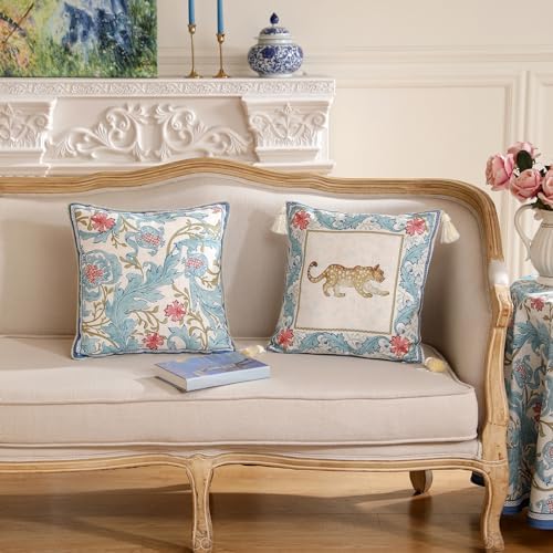 patdrea Designer Vintage Leopard Print Pillow Cover,18"x18",Set of 2
