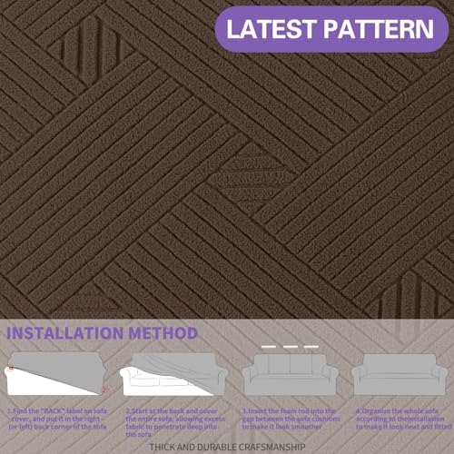 ZNSAYOTX Super Stretch Loveseat Covers (57"-70"), New Striped Love Seat Slipcover, Dogs Pet Friendly Anti-Slip Couch Protector Spandex Durable 2 Seater Fabric Sofa Cover (Coffee, Loveseat)