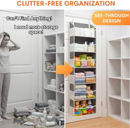 Over Door Organizer with 6 Large Pockets