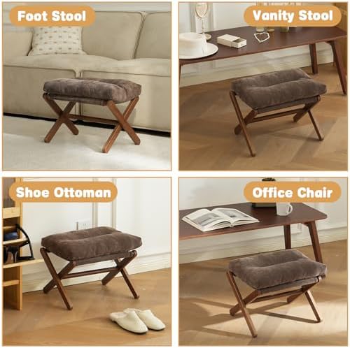 Baveke Foldable Ottoman Foot Rest for Chair, Small Foot Stools Ottoman for Home Decor, Space-Saving Foot Rest for Couch Living Room, Bedroom, Entryway