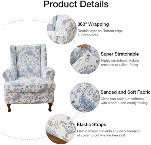 NILUOH Wingback Chair Covers 2-Piece, Armchair Slipcovers for Living Room