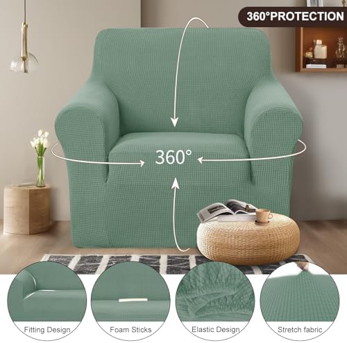 U-NICE HOME Stretch Recliner Chair Cover Armchair Slipcover, Cyan