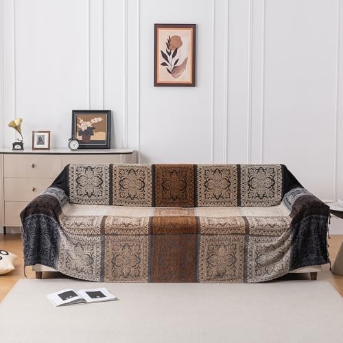 Boho Throw Blanket, Chenille Jacquard Tassels Throw Blankets for Bed Couch Soft Chair， Bohemian Fringe Tassels (Black, Large 86 * 102Inches)