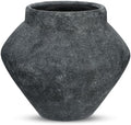 Briful Large Rustic Ceramic Vase with Distressed Finish, 8.2'' Tall Wide-Belly Decorative Flower Vases with Felt Pads, Retro Style Pottery for Home Decor, Table Centerpiece, Black