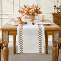 Wracra Embroidered Table Runner, Taupe Table Runners 60 Inches Long