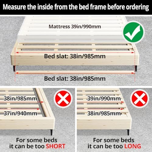 JINS&VICO Pack of 13 Count Bed Slats, Twin Size 38.7”Lx2.1”Wx0.7”H, Heavy Duty Replacement Wooden Slats Mattress Support, Fits Most Beds, Twin 38.7 Inch