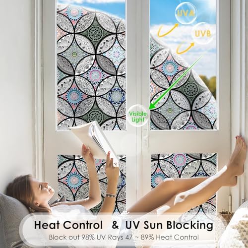 DKTIE Static Cling Decorative Window Film Easy to Install 35.4" x 78.7"