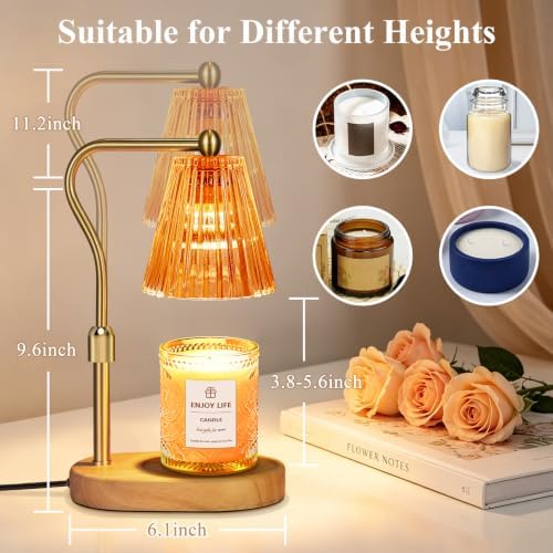 seenlast Red Candle Warmer Lamp with Timer Dimmer Adjustable Height,Mothers Day Gifts,Electric Wax Warmer Vintage Home Decor for Scented Jar Candles,Birthday Gifts for Women