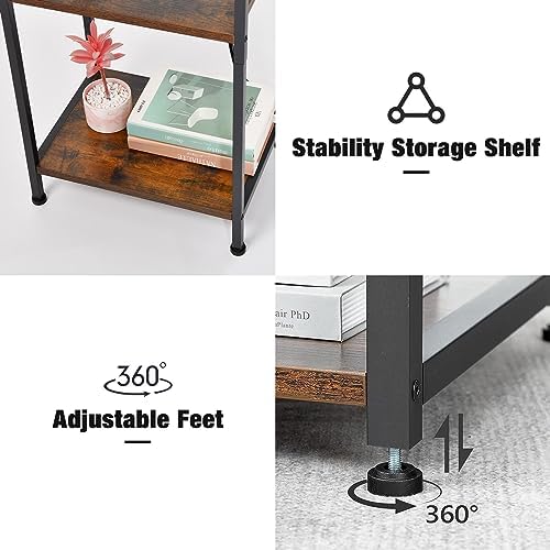 Asgolion Tall End Table with Charging Station, Narrow Tall Side Table