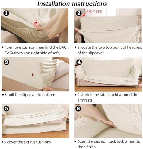 Turquoize 2 Piece Chair Covers Chair Slipcovers for Living Room Small Armchair Cover with Arms Washable Furniture Cover for Chairs Feature Thick Jacquard Fabric (Small Armchair, Biscotti Beige)
