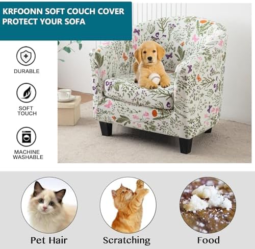 KRFOONN Club Chair Slipcover 2 Piece Stretch Round Barrel Chair Covers, B14