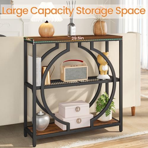 Snughome Entryway Table with 3 Tier Storage Shelves, Narrow Console Table