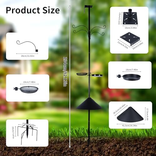 4 in 1 92 Inch Bird Feeder Pole with Squirrel Baffle