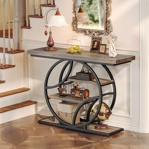 Huuger 41.3 Inch Entryway Table, Console Table with Shelves, Sofa Table