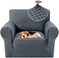 MAXIJIN Stretch Sofa Chair Slipcovers with Arms (31"-46 Washable Chair Cover Armchair with Non-Slip Foam & Elastic Bottom, Dog Cat Pet Friendly Furniture Protector (Small, Dark Gray)
