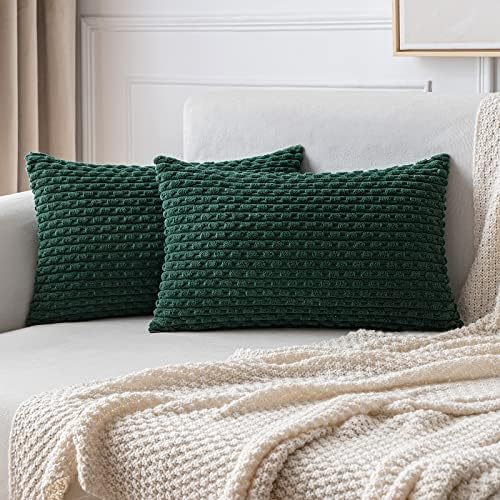 MIULEE Christmas Lumbar Decorative Throw Pillow Covers 12x20 Dark Green