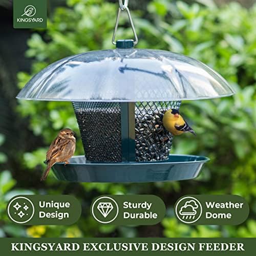 Kingsyard Rain-Resistant Metal Mesh Bird Feeder for Outdoor Hanging