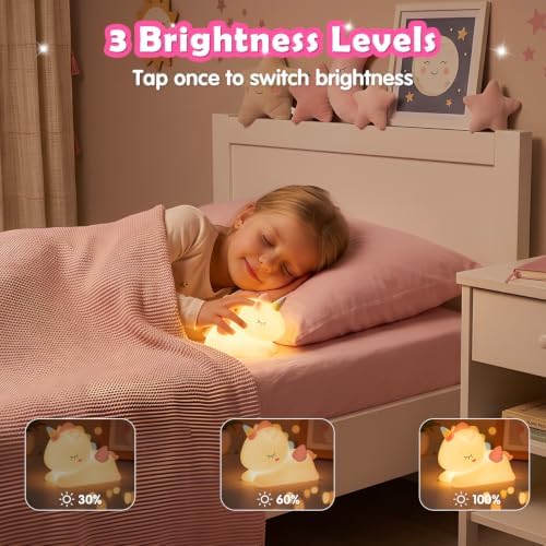 Unicorn Silicone Night Light for Girls, Cute Squishy LED Lamp Gift