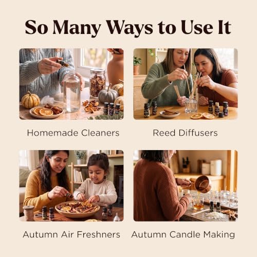 Lagunamoon Fall Essential Oils Set - Spice Fragrance Oils Autumn Gift Set for Diffusers, Home Care, Candle Making Scents, Aromatherapy - Cinnamon, Clove, Citronella, Ginger and Spiced Berries (10mL)
