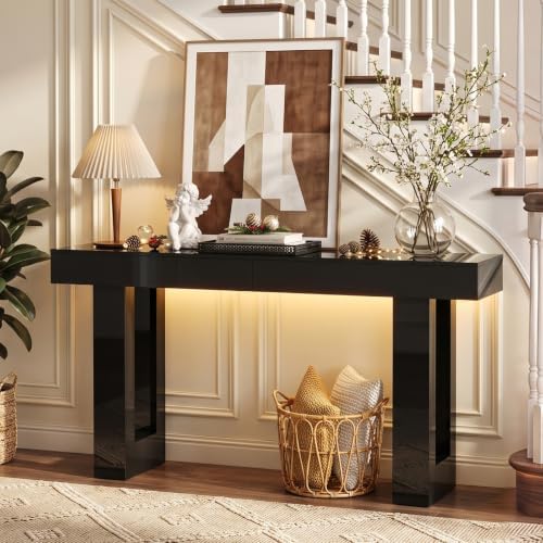 ChooChoo High Gloss 63 Inch Long Console Table with LED Light