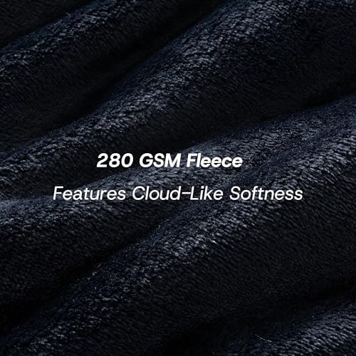 Luxury Fleece Warm Throw Blanket, Soft Lightweight Velvety Plush Throw for Couch and Bed, Cozy Comfy for All Seasons(Black, 50×70 Inches)