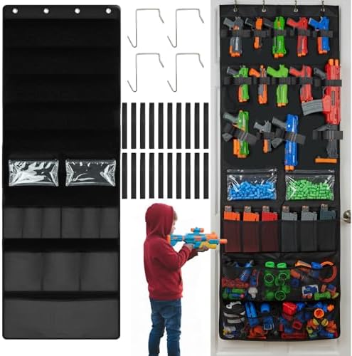 Over The Door Nerf Gun Toy Storage Organizer with Multi Pockets and Slots