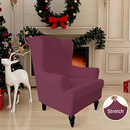 Easy-Going Stretch Wingback Chair Sofa Slipcover ASH Rose