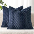 MIULEE Decorative Throw Pillow Covers 16x16 Navy Blue Textured Corduroy