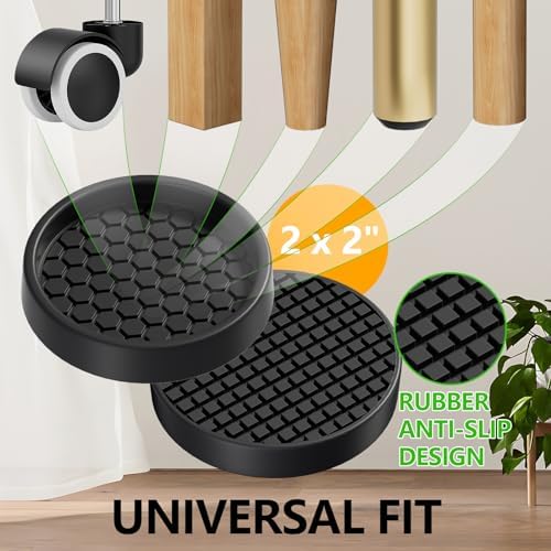 Non Slip Furniture Pads for Hardwood Floors - 12PCS 2" Caster Cups, Round