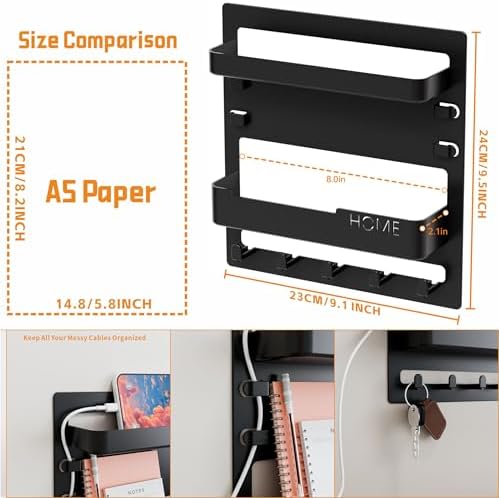 Yieach Bedside Shelf for Dorm Bed,Rv,Small Room and Nightstand,Wall Mounted Floating Shelves and Bedside Wall Organizer for Remote,Phone Holder,Charging Shelf,Cute Bedroom Decor for College Girl,Black