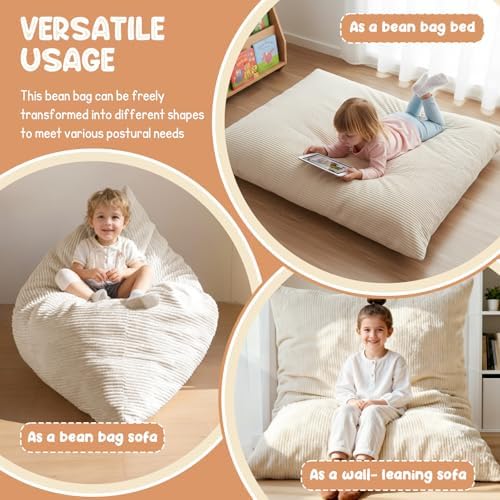 3 in 1 Kids Bean Bag Chair Bed – Foldable Bean Bag to Lounger