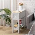 Narrow Side Table for Small Spaces, White, Set of 1, 24" L x 8.5" W x 24" H
