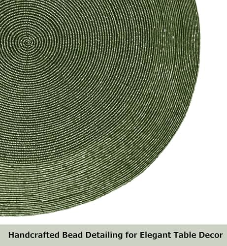 COTTON CRAFT Glitz Handmade Beaded Charger Placemats - Set of 4 - Green