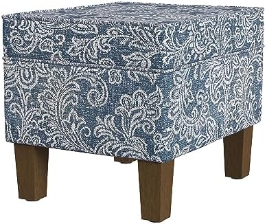 Spatial Order 22" Dinah Collection Storage Ottoman - Blue Denim Jacobean Print