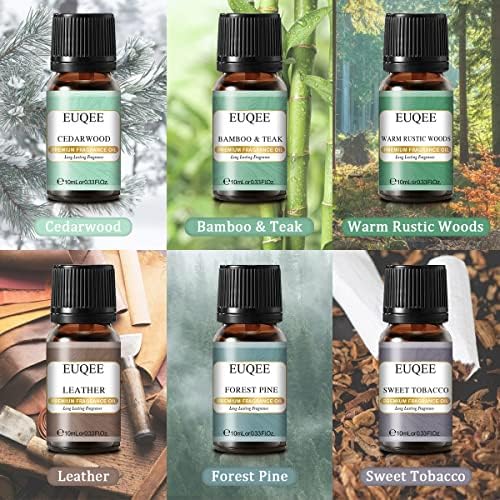EUQEE 6PCS Premium Woody Scented Oil Fragrance Oils Gift Set