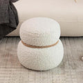 16.14" Cute Small Footrest Ottoman Teddy Fabric Snowman Shapes Footstool