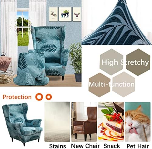Wing Chair Slipcover, 2-Piece Printed Wingback Chair Cover