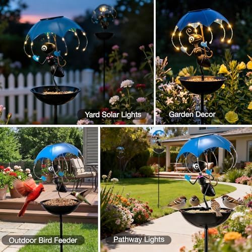 Solar Bird Feeders for Outdoors, Ant Garden Decor with Umbrella Light