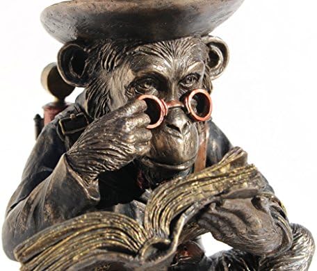 Veronese Design 7 3/4" Steampunk Chimpanzee Scholar Resin Sculpture Bronze Finish