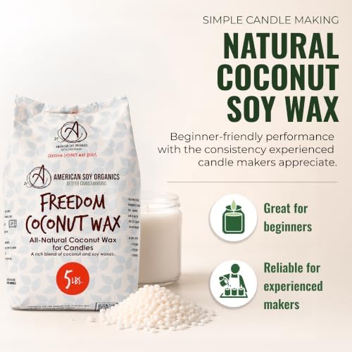 American Soy Organics Freedom Coconut Soy Wax Beads, Candle Wax, 5 lbs