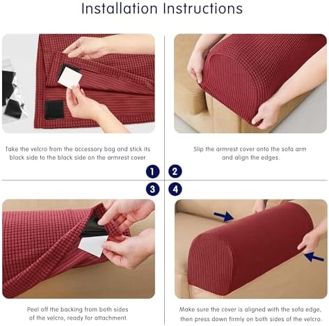 SUBRTEX Stretch Couch Arm Covers Set of 2, Non-Slip Sofa Armrest Slipcovers