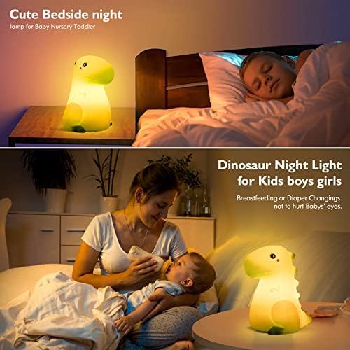 SANKEDOU LED Dinosaur Night Light for Kids, Touch Sensor Silicone 7 Colors