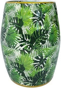 Floral Bird Ceramic Garden Stool, Tropical Rainforest，Green Accent Stool
