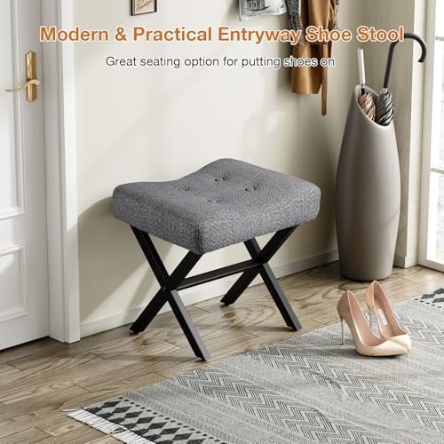 Memobarco 18-Inch Large Vanity Stool Chair, Gray Makeup Stool