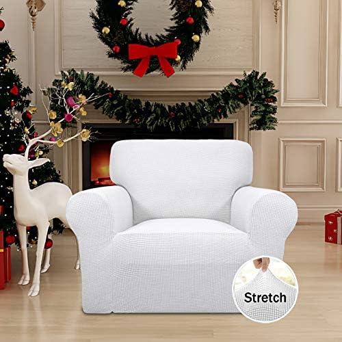 Easy-Going Stretch Chair Slipcover with Arm Washable Snow White