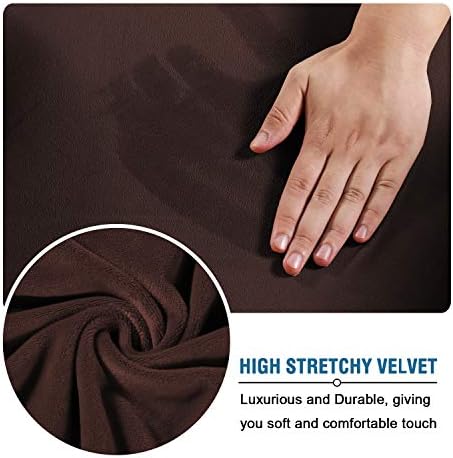 H.VERSAILTEX Wingback Chair Covers Velvet Plush Wing Chair Slipcover 1 Piece High Stretch Wing Back Chair Slipcovers Sofa Cover Furniture Cover with Elastic Bottom, Brown