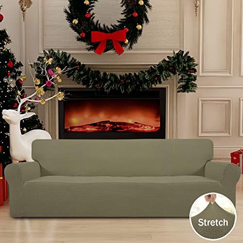 Easy-Going Stretch 4 Seater Oversized Sofa Couch Cover Khaki